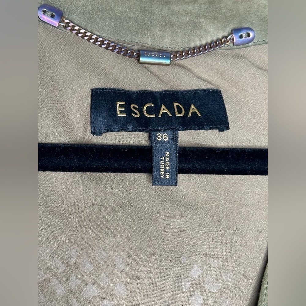 Escada Women's 100% Leather Blazer - Green Cactus - Size 36 - Picture 8 of 8